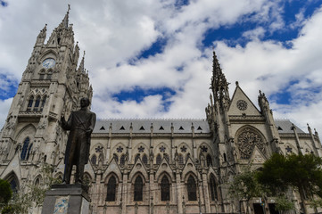 Quito/Ecuador: view of city cathedral. art and gothic architecture