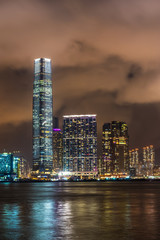 Fototapeta na wymiar city night view in Victoria harbor Hong Kong