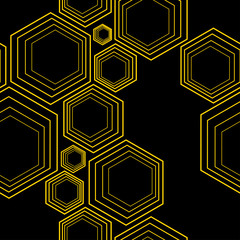 seamless pattern with golden hexagon and polygon