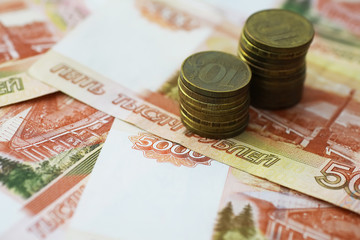 Russian banknotes and coins 