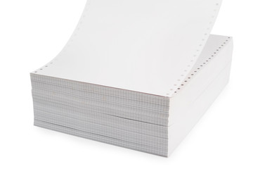 White Tractor-Feed Paper or fan-fold paper , Continuous dot matrix tractor feed printer paper For...