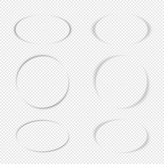 Transparent vector circle and oval frames with shadow effect. Realistic 6 soft shadow frames set for cards, stickers frames, banners and design elements for advertising and your other own projects.