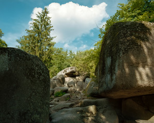 Ricks, Trees & Clouds in Park