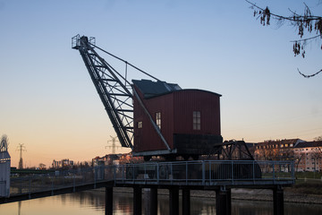 old docks Crain  in the city