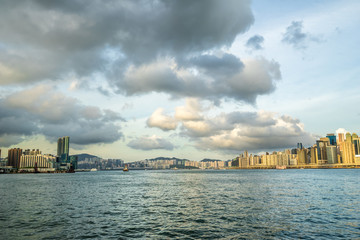 Naklejka premium Victoria harbor view in Hong Kong China