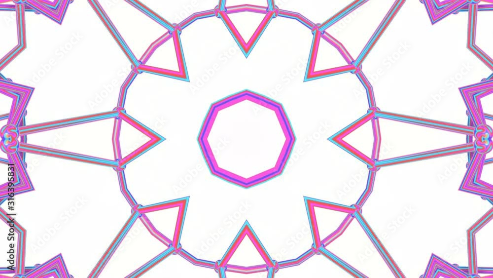 Aufkleber multicolored moving kaleidoscope pattern. three-dimensional abstract animation. background. 3d rende