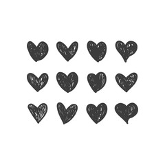 Hearts doodles. Symbol of love. Vector illustration.