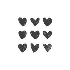 Hearts doodles. Symbol of love. Vector illustration.