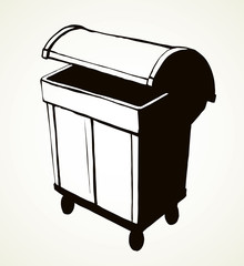 Large street trash can. Vector drawing