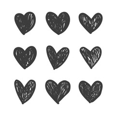 Hearts doodles. Symbol of love. Vector illustration.