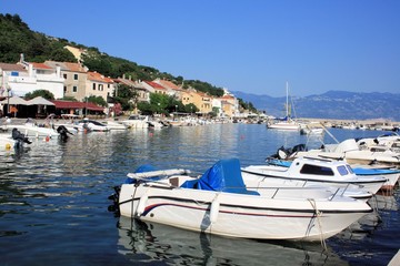 Fototapeta na wymiar port and houses, Baska, island Krk, Croatia