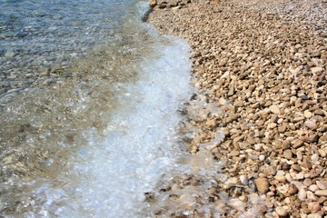 pebbled beach of  Baska, island Krk, Croatia