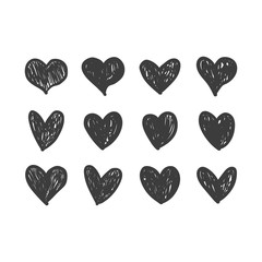 Hearts doodles. Symbol of love. Vector illustration.