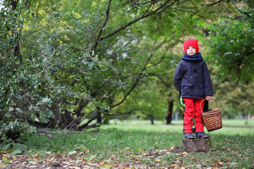 Young family with children on a walk