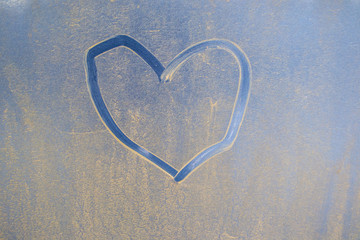 heart on a blue dirty background, love