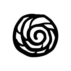 Round spiral icon. Black contour silhouette. Vector drawing. Isolated object on a white background. Isolate.