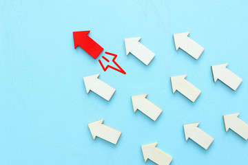 Business competition concept, red arrow leading the race