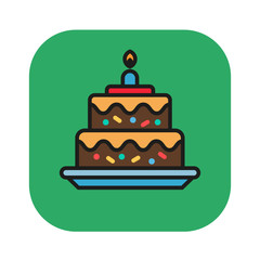 Birthday cake icon. Concept of happy Birthday. Vector illustration.