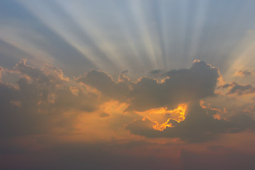 orange sunset with light rays