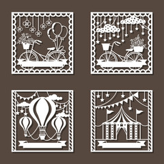 Fototapeta premium Beautiful Floral Cut File Elements