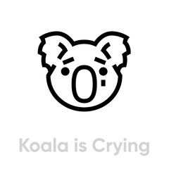 Koala is Crying vector icon. Editable line