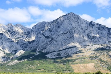 Fototapeta premium view on the Biokovo mountains near Voda and Brela, Croatia
