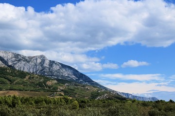 view on the Biokovo mountains near Voda and Brela, Croatia
