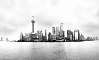 China Shanghai Pudong skyline sonnenaufgang