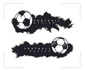 Abstract design with soccer ball. Grunge style. Background for football. Sports horizontal banner template.