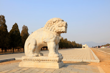 Fototapeta na wymiar Chinese ancient lion sculptures