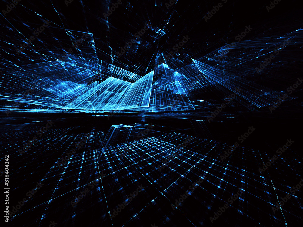 Poster fractal background for use in creativity and design projects. technological fractal. abstract 3d ill