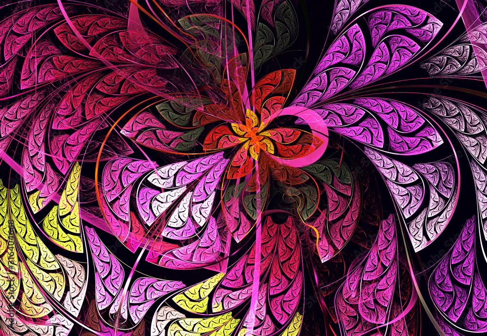 Poster abstract color dynamic background with lighting effect. fractal art