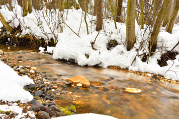 The magical landscape of the stone river with milk water