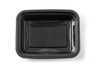 Black Plastic food container on white