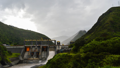 Fototapeta premium hydroelectric on the road E30, way to Banos, Ecuador. Pastaza River