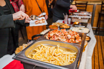 French fries served in event dish