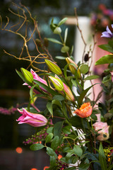 Flower arrangement, colorful various flowers 