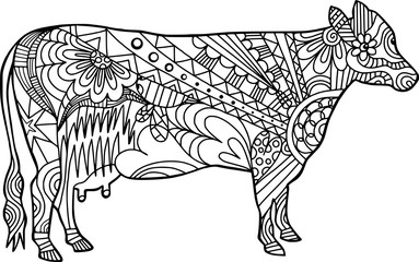 Color Me Folk Art Farm Cow Doodle
