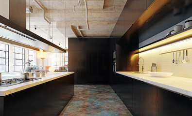 modern loft kitchen interior