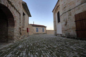 Historical medieval center of Omodos village in Cyprus