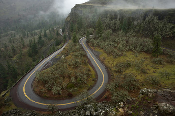 Rowena Loops of the Historic Columbia River Highway in Oregon, Taken in Winter