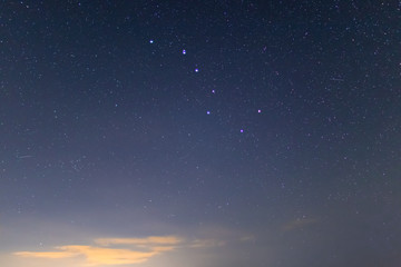 closeup Ursa Major constellation on a night starry sky background