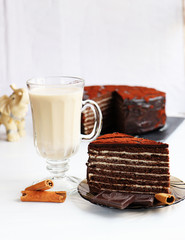 cup of coffee and chocolate cake