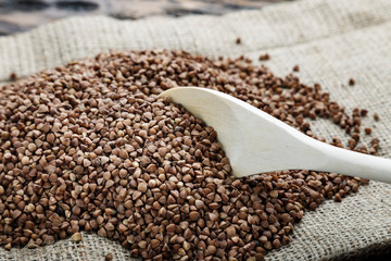 raw buckwheat sprinkled on a napkin