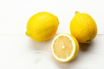 fresh lemon on a wooden background