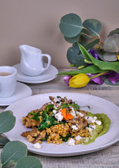 salad with mushrooms and egg