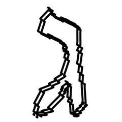 Black letters of the Hebrew alphabet. Hebrew children scribbles. Vector illustration on isolated background.