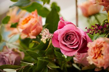 Flower arrangement, colorful various flowers 