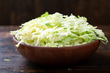 chopped savoy cabbage in a plate