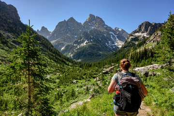 Woman Looks Out Over Tetons Wilderness